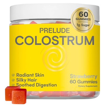 Colostrum Strawberry Gummies for Gut Health, Bloating & Beauty (60 CT)