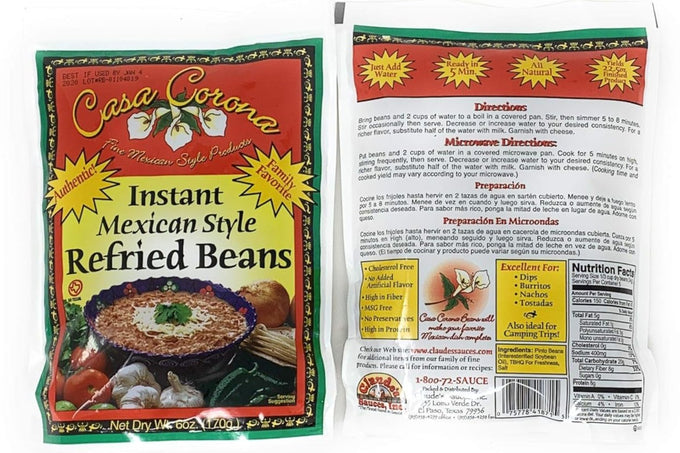 Instant Mexican Style Refried Beans (12 Pack)