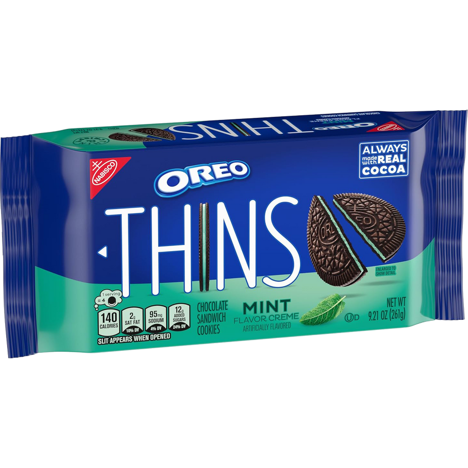 Thins Mint Flavored Cream Creme Chocolate Sandwich Cookies