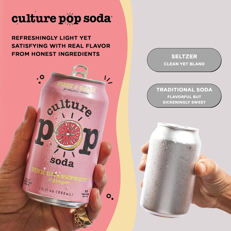 Pink Grapefruit & Ginger Probiotic Soda (12 Pack)