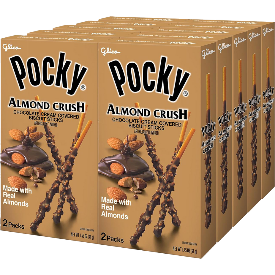 Pocky Almond Crush Chocolate Cream Covered Biscuit Sticks (10 CT