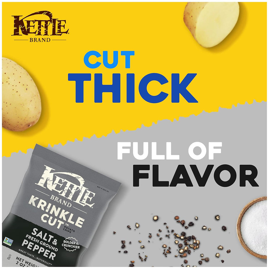 Krinkle Cut Potato Chips - Salt & Fresh Ground Pepper (6 Pack)