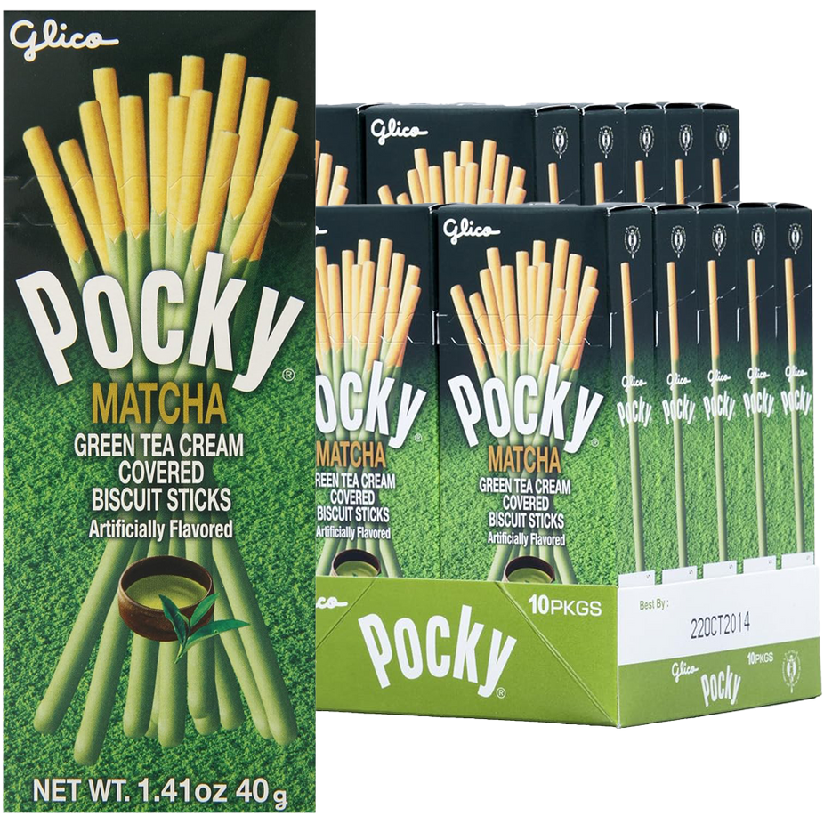 Pocky Matcha Green Tea Cream Covered Biscuit Sticks (20 CT)