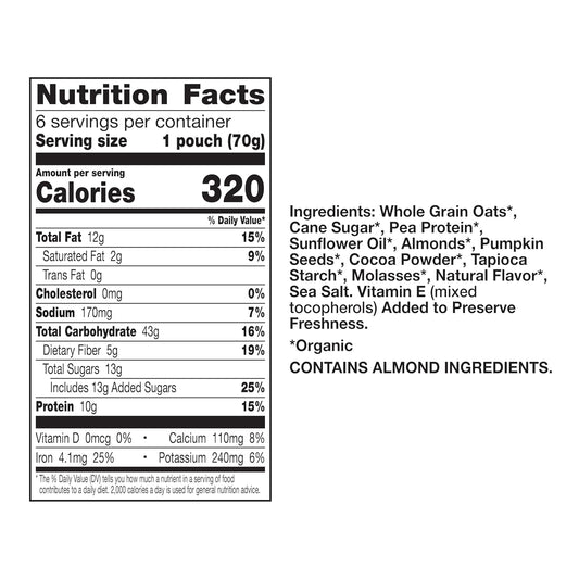 Nutrition Information - Organic Granola, Dark Chocolate Almond Cereal (6 CT)