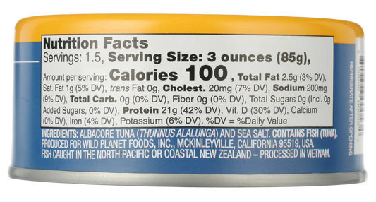 Nutrition Information - Albacore Wild Tuna (4CT)