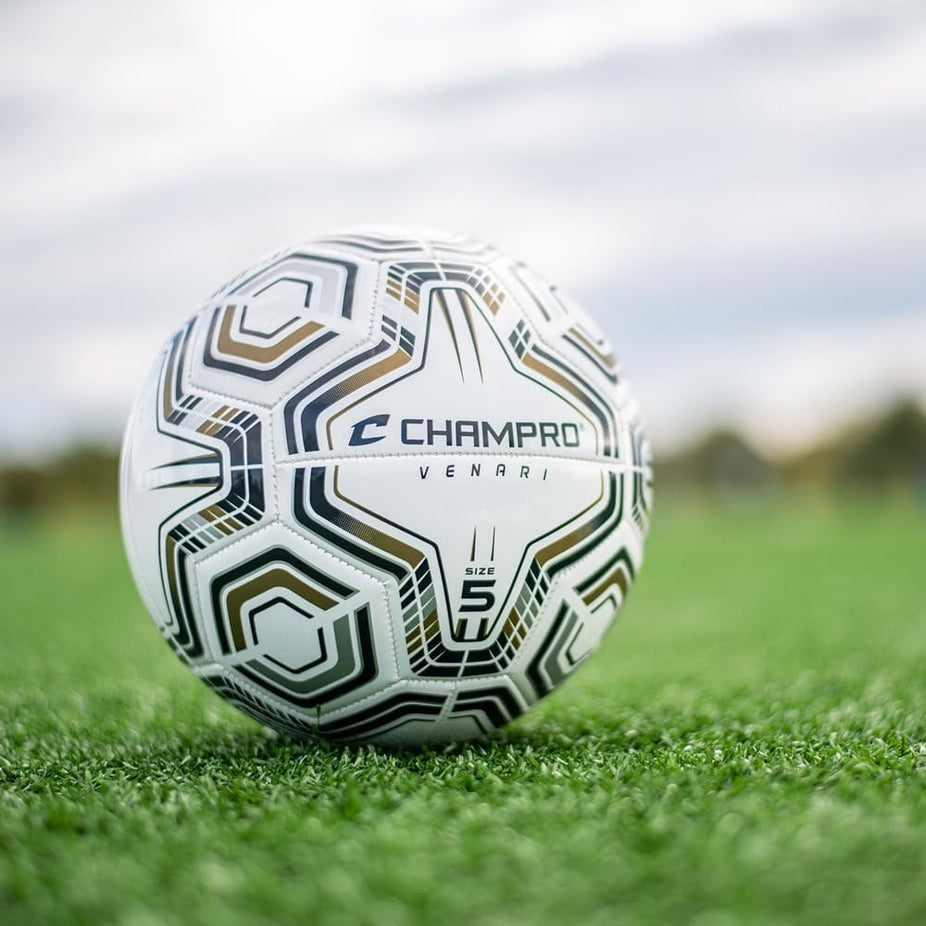Venari 20 Panel Soccer Ball - #5 Black Silver Vegas Gold