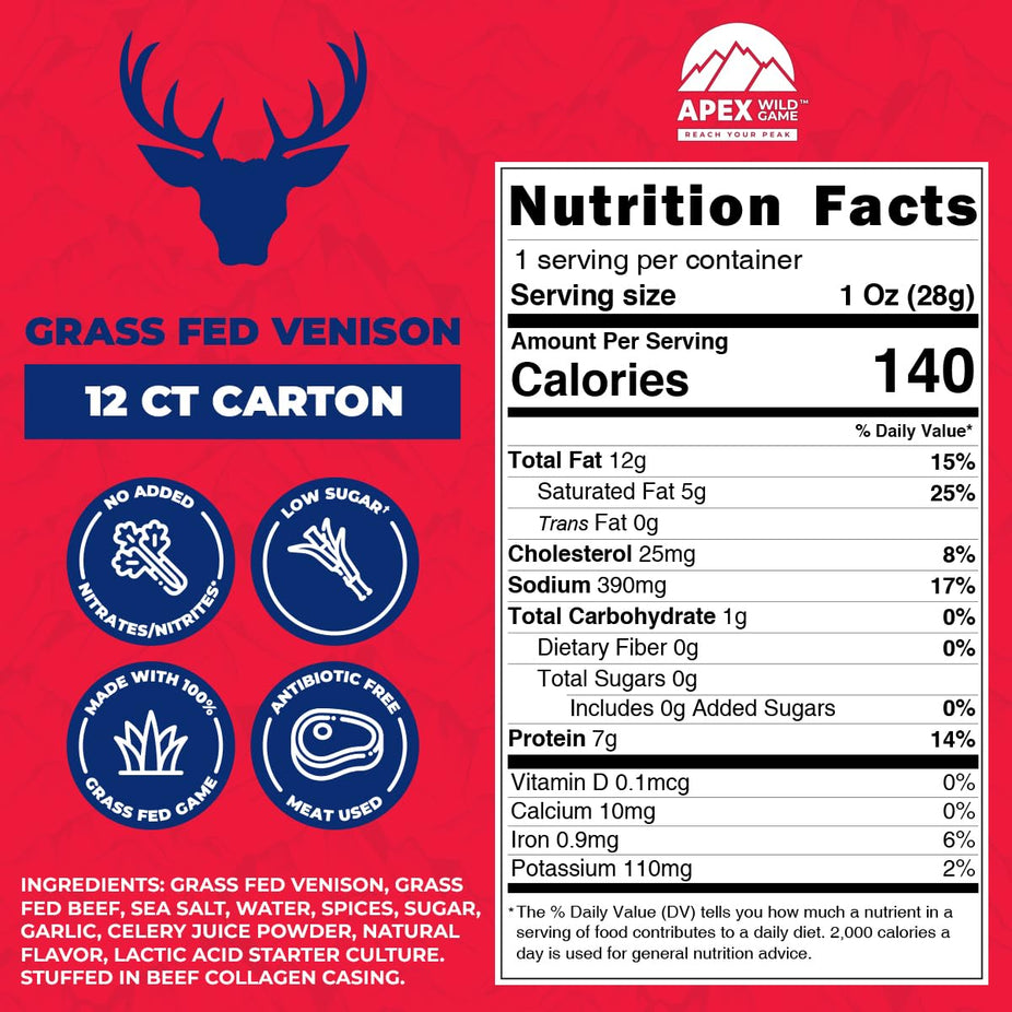 Bison and Venison Beef Sticks (12 Pack)