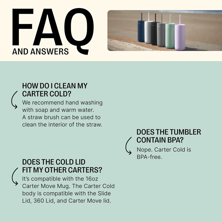 16oz Carter Cold Water Bottle - Grey