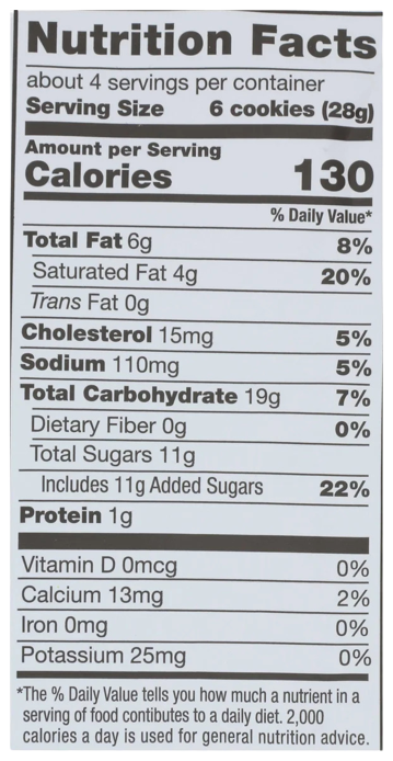 Nutrition Information - Key Lime Thin Cookies