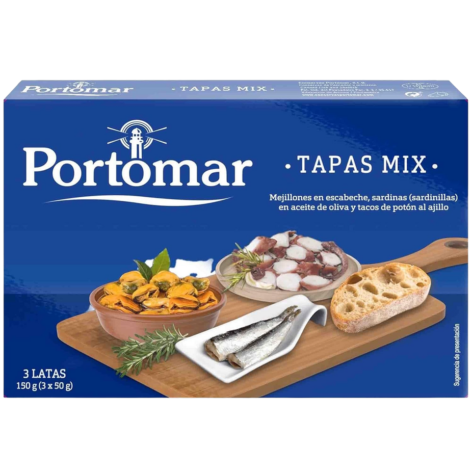 Spanish Seafood Tapas Mix (Mussels, Sardines, Squid)