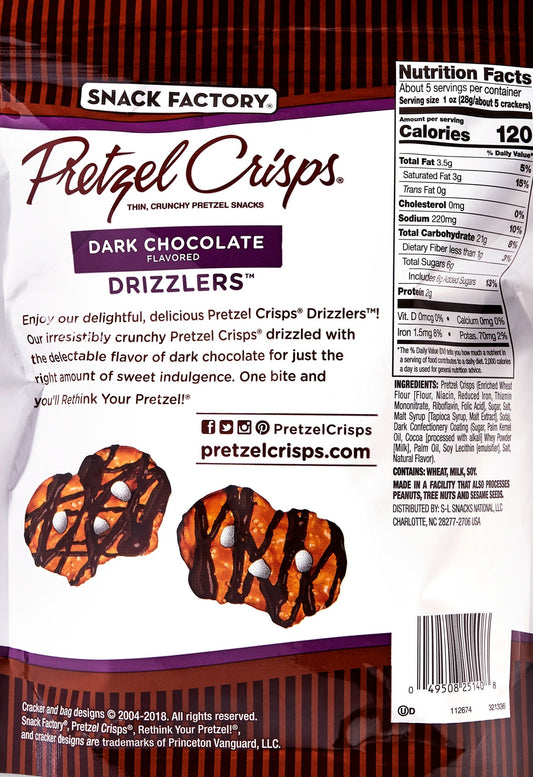 Nutrition Information - Dark Chocolate Drizzlers Crisps Pretzel