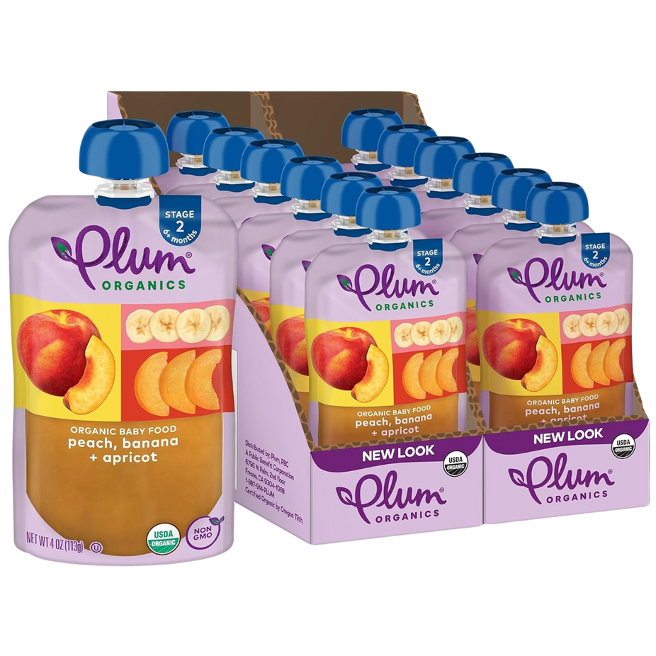 Peach, Banana & Apricot - Stage 2 Baby Puree (12 Pack)