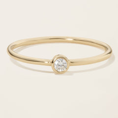 14k Solid Gold Diamond Solitaire Bezel Ring