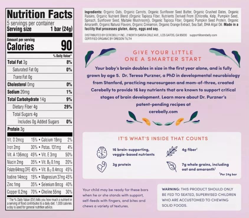 Organic Carrot Date Smart Snack Bars (5 CT)