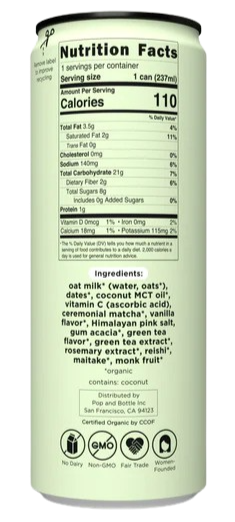 Reishi & Maitake Matcha Green Tea Oat Milk Latte (12 CT)