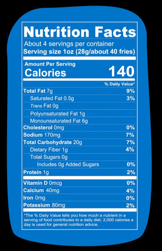 Nutrition Information - Sea Salt Sweet Potato Fries