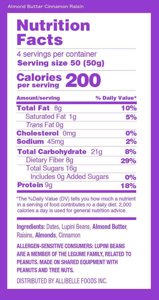 Nutrition Information - Cinnamon Raisin Almond Butter Bars (12 CT)