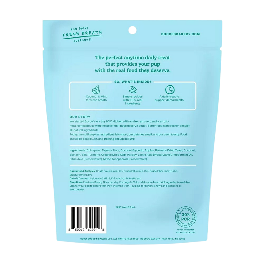 Peppermint Flavor Brushy Stick Dog Treats - For Small Dog