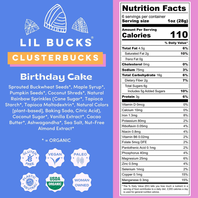 Organic Birthday Cake Clusterbucks Granola