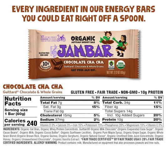 Organic Artisan Energy Bar - Chocolate Cha Cha (12 CT)