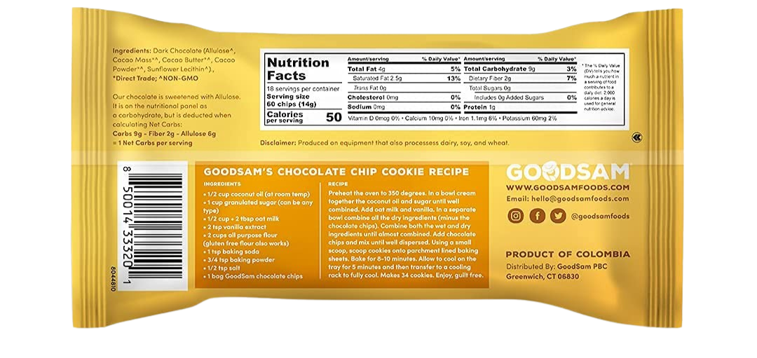 Dark Chocolate Chips - Sugar Free