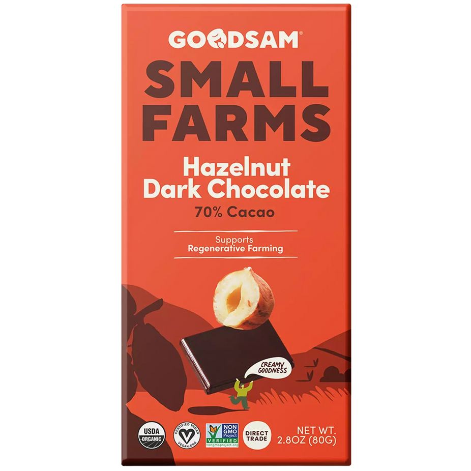 Organic Hazelnut 70% Dark Chocolate Bar