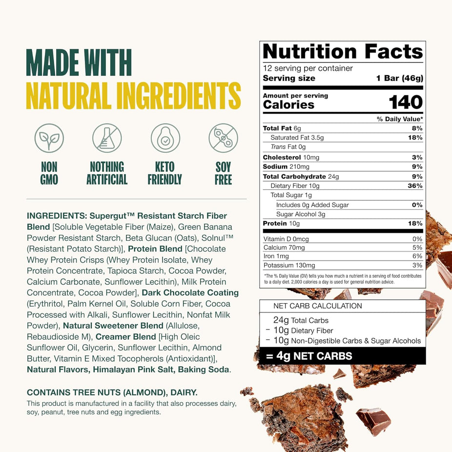 The Gut Healthy Prebiotic Bar Chocolate Brownie (12 CT)