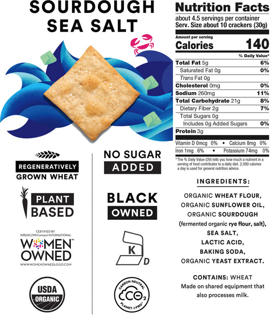 Nutrition Information - Organic Sourdough Sea Salt Crackers