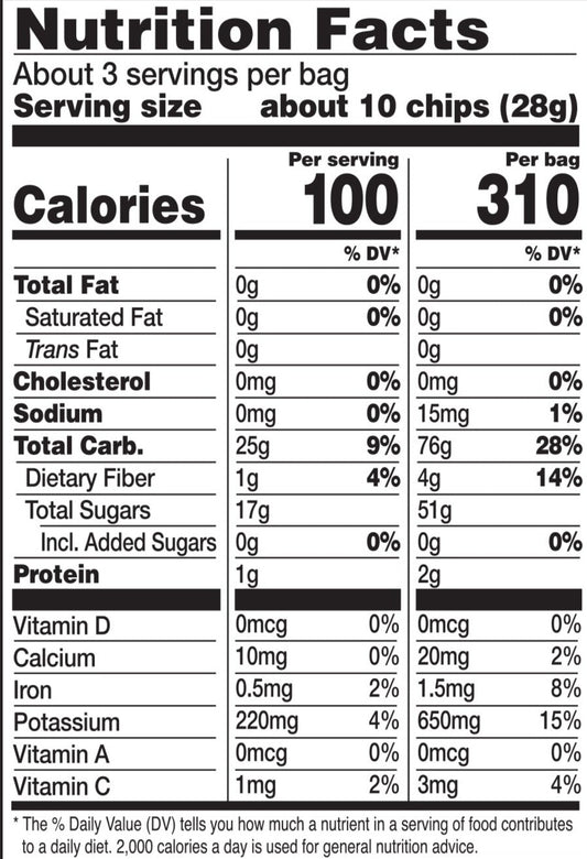Nutrition Information - Thin Cut Apple Chips