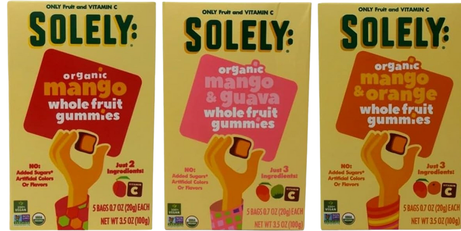 Organic Whole Fruit Gummies Snacks 3 Flavor Sampler - Mango, Mango & Guava, Mango & Orange