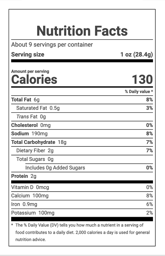 Nutrition Information - Chips Tortilla Red