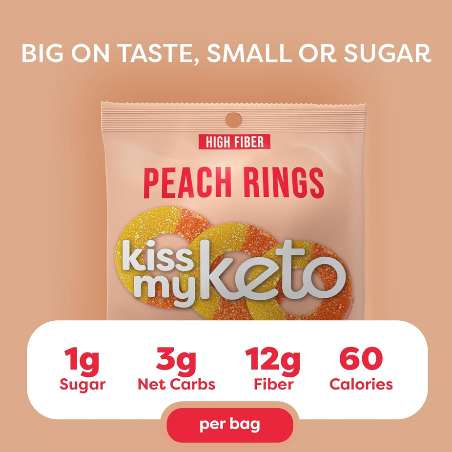 Gummies Candy – Low Carb Candy Peach Gummy Rings (8 CT)
