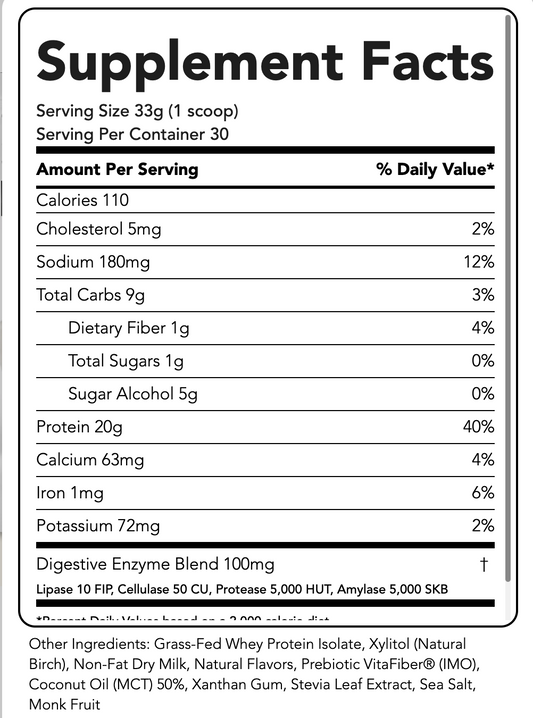 Nutrition Information - Vanilla Protein Powder