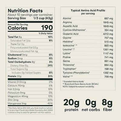 Nutrition Information - Vanilla Chocho Protein Powder