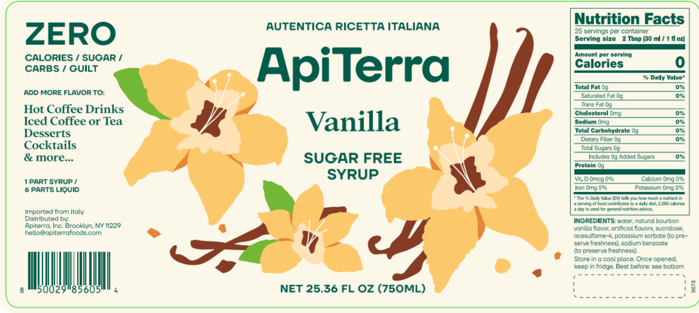 Api Teera ApiTerra Sugar Free Vanilla Coffee, Tea and Cocktail Syrup – Martie