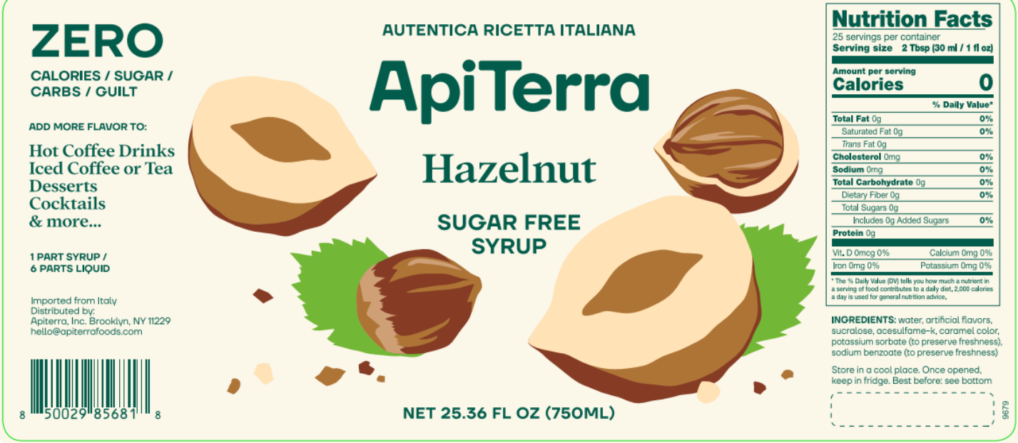 Api Teera ApiTerra Sugar Free Hazelnut Coffee, Tea and Cocktail Syrup – Martie