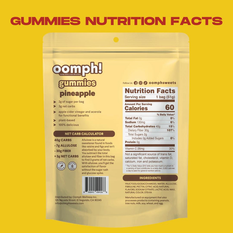 Low-Calorie Gummies - Pineapple (6 Pack)