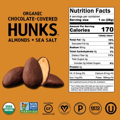 Nutrition Information - Sea Salt Hunks & Chocolate Covered Almonds