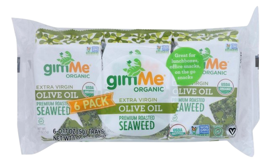 Organic Extra Virgin Olive Oil  Roasted Seaweed (6 Pack)