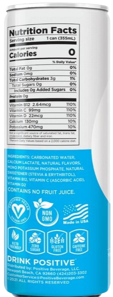 Nutrition Information - Perfectly Peach Electrolytes Sparkling Water