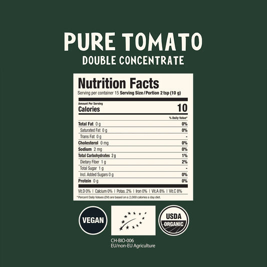 Nutrition Information - Organic Tomato Paste Double Concentrate
