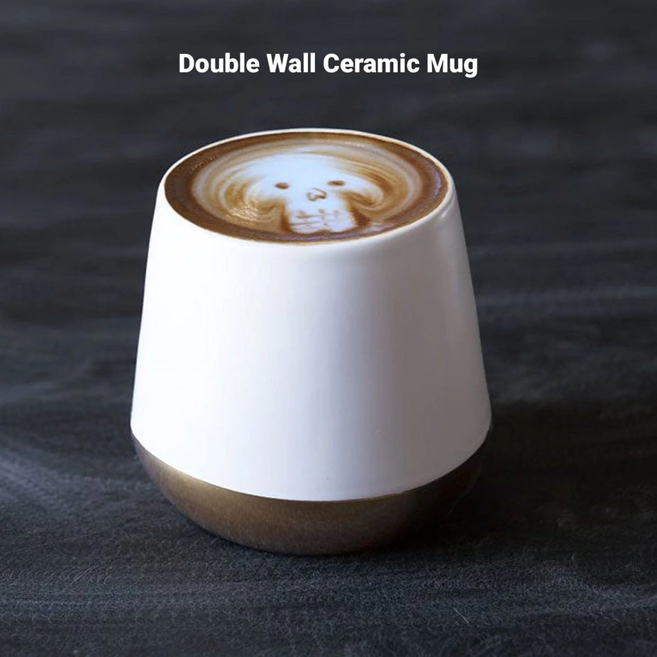 8oz Joey Double Wall Ceramic Coffee Mug - White