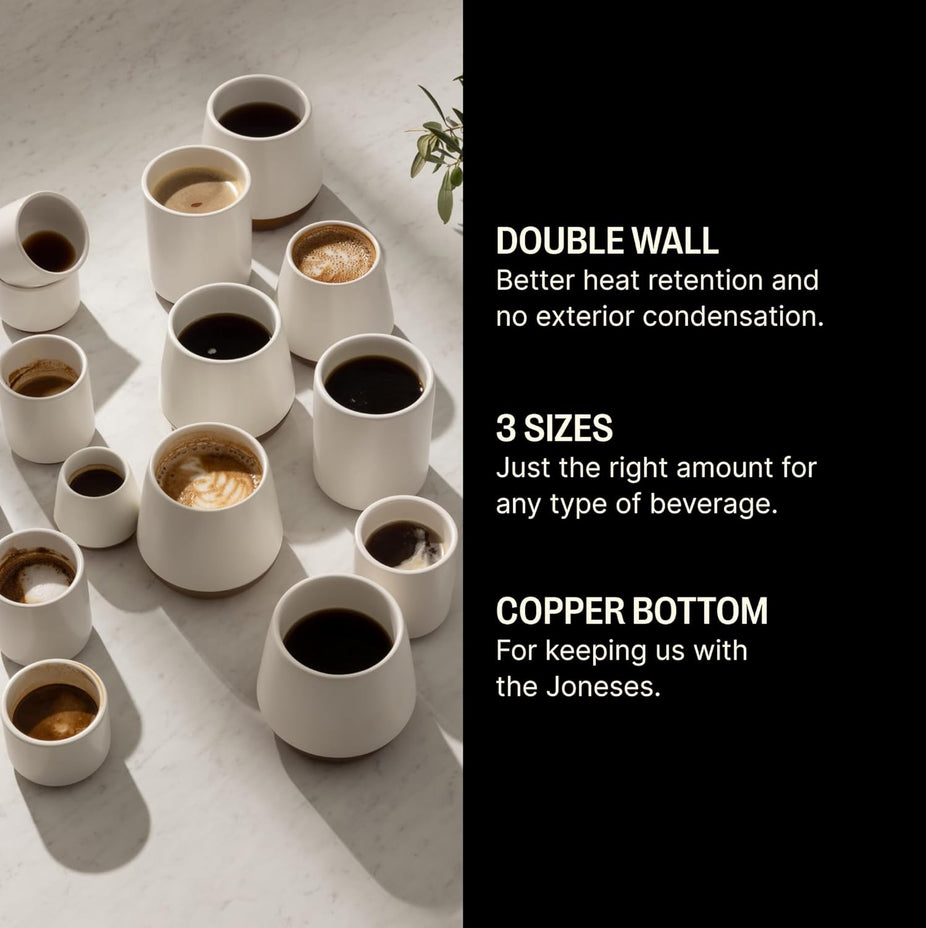8oz Joey Double Wall Ceramic Coffee Mug - Matte Black