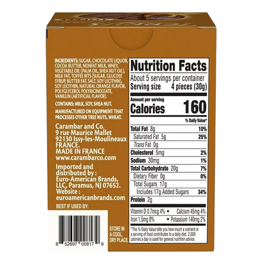 Nutrition Information - Toffee Chocolate Orange