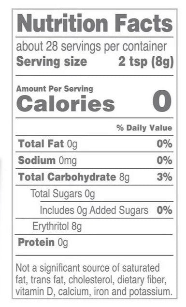 Nutrition Information - All Purpose Granular Sugar Replacement