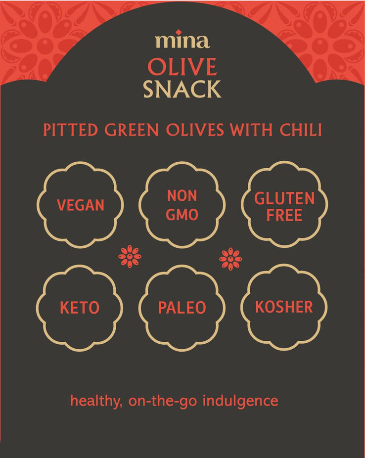 Green Pitted Olives With Chili (Snack Bag)