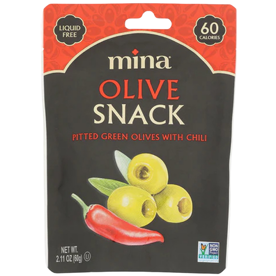 Green Pitted Olives With Chili (Snack Bag)