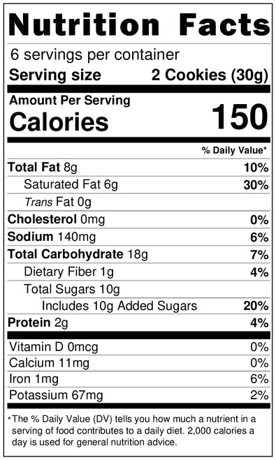 Nutrition Information - Chocolate Chip Crunch Cookies