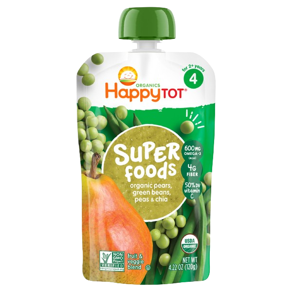 Organic Superfoods Chia 2+ Years Pears Peas & Green Beans (4 Pack)