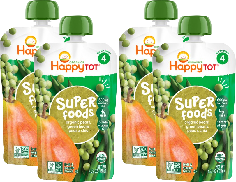 Organic Superfoods Chia 2+ Years Pears Peas & Green Beans (4 Pack)